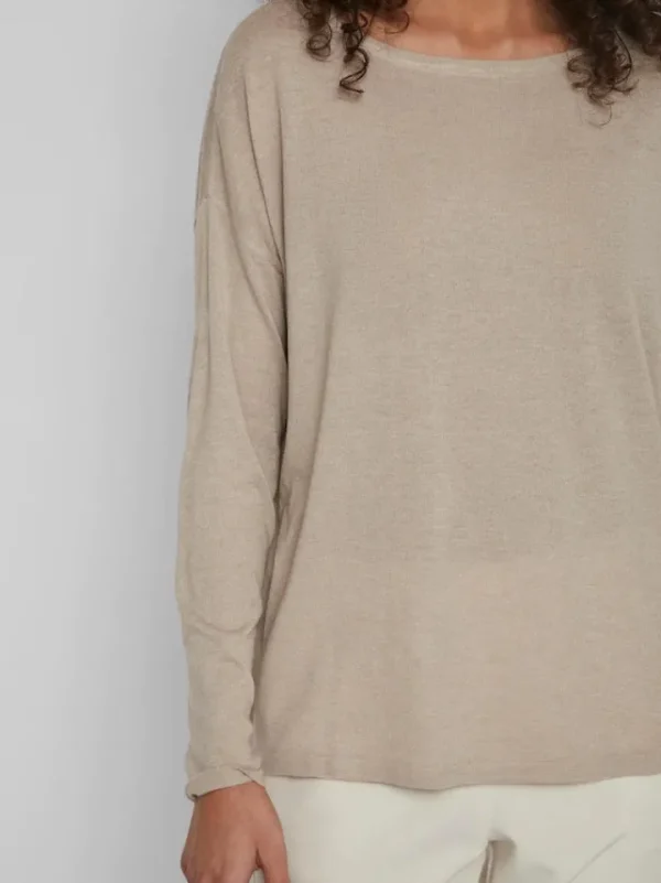 Vila Jumpers & Cardigans<VERA KNIT TOP (NATURAL MELANGE)
