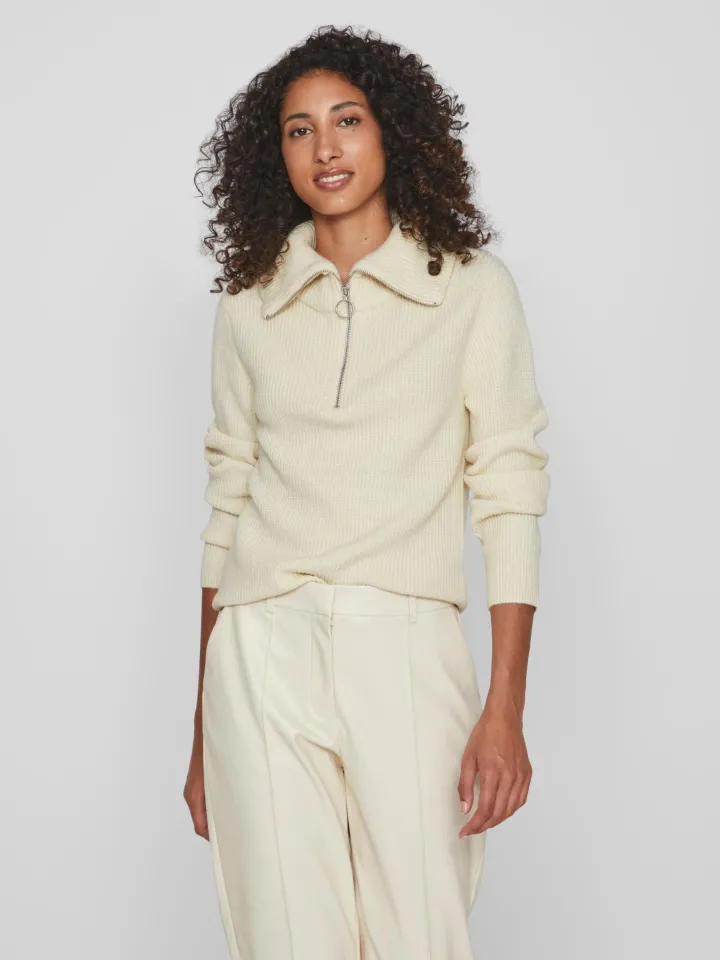 veronica_zip_jumper_birch_0.webp Vila Jumpers & Cardigans<VERONICA ZIP JUMPER (BIRCH)