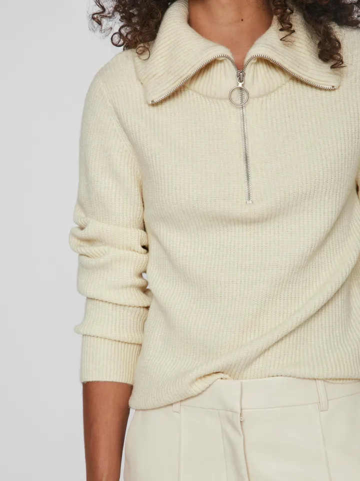 veronica_zip_jumper_birch_4.webp Vila Jumpers & Cardigans<VERONICA ZIP JUMPER (BIRCH)