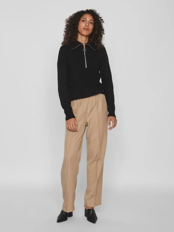 Vila Jumpers & Cardigans<VERONICA ZIP JUMPER (BLACK)