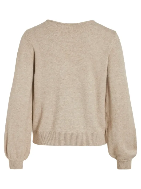 Vila Jumpers & Cardigans<Victoria Reversible V-Neck Jumper (Natural Melange)