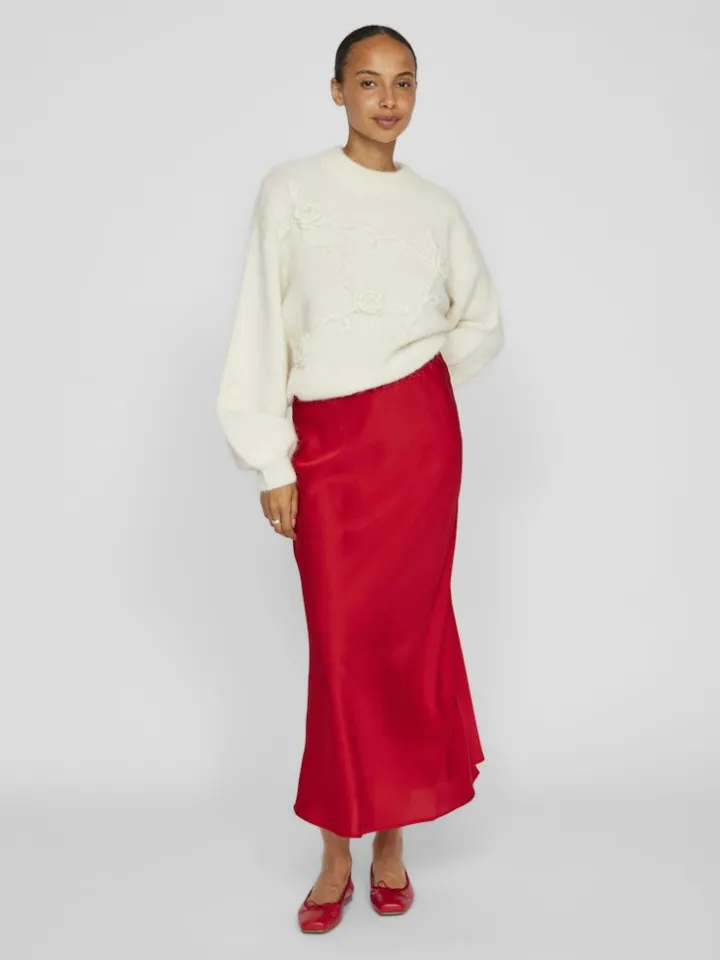 vielette_high_waisted_max_0.webp Vila Skirts<Vielette High Waisted Maxi Skirt (Barbados Cherry)