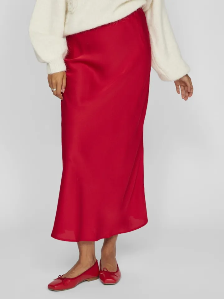 vielette_high_waisted_max_1.webp Vila Skirts<Vielette High Waisted Maxi Skirt (Barbados Cherry)