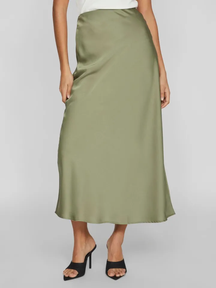 vielette_high_waisted_max_3-3.webp Vila Skirts<Vielette High Waisted Maxi Skirt (Oil Green)