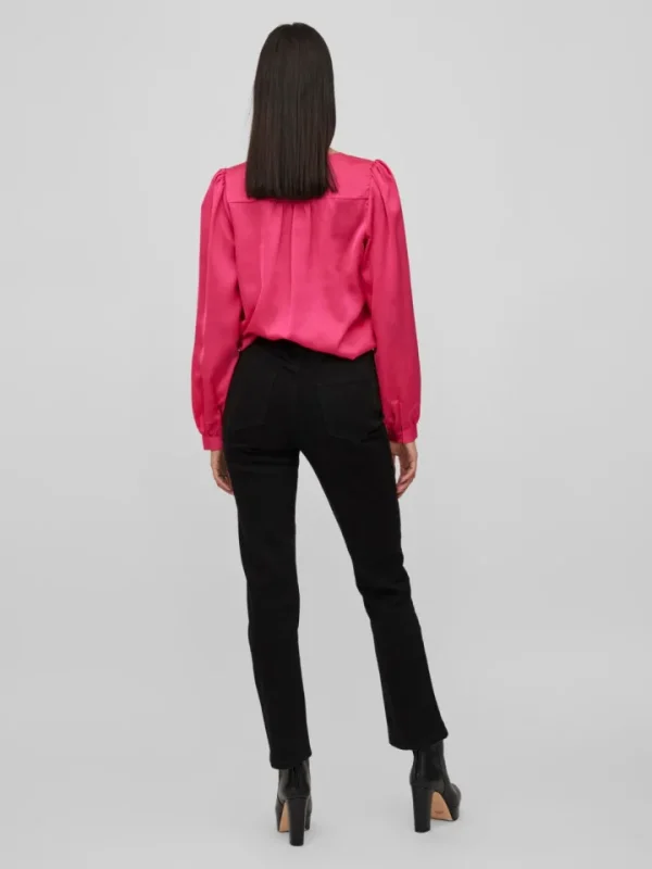 Vila Shirts & Blouses<Viellette V-Neck Shirt (Pink Yarrow)