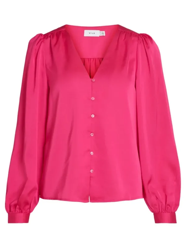Vila Shirts & Blouses<Viellette V-Neck Shirt (Pink Yarrow)