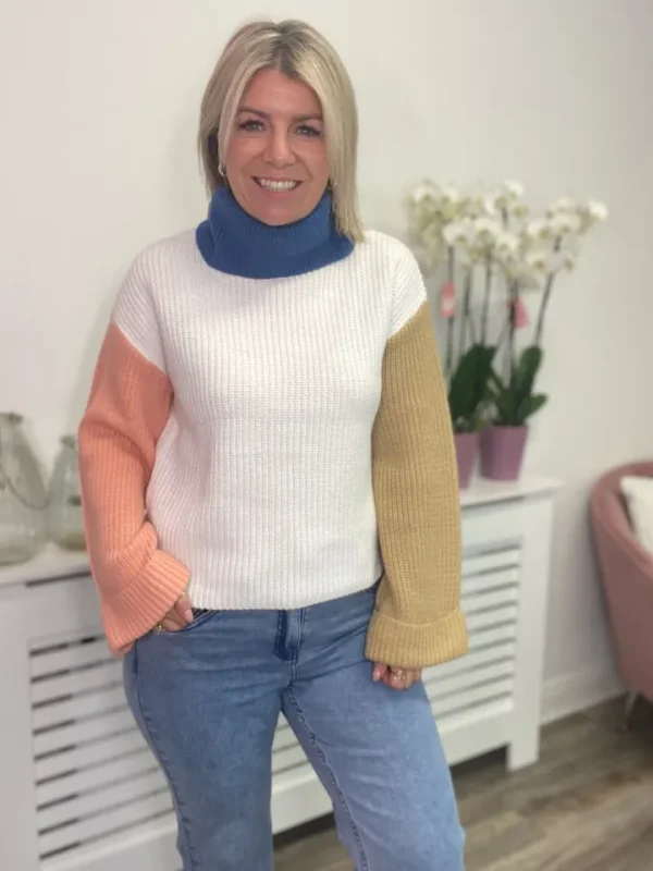 Vila Jumpers & Cardigans<VINA ROLL NECK JUMPER (WHITE ALYSSUM)