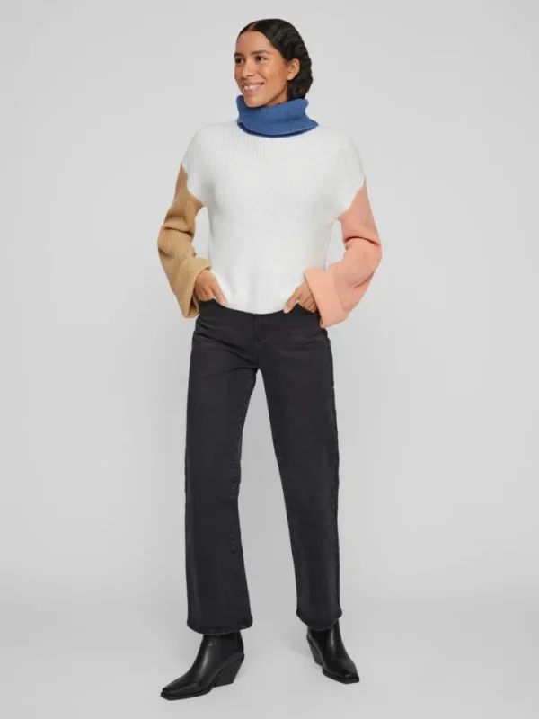 Vila Jumpers & Cardigans<VINA ROLL NECK JUMPER (WHITE ALYSSUM)