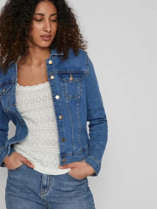 Vila Jackets<VINEED DENIM JACKET (MEDIUM BLUE)