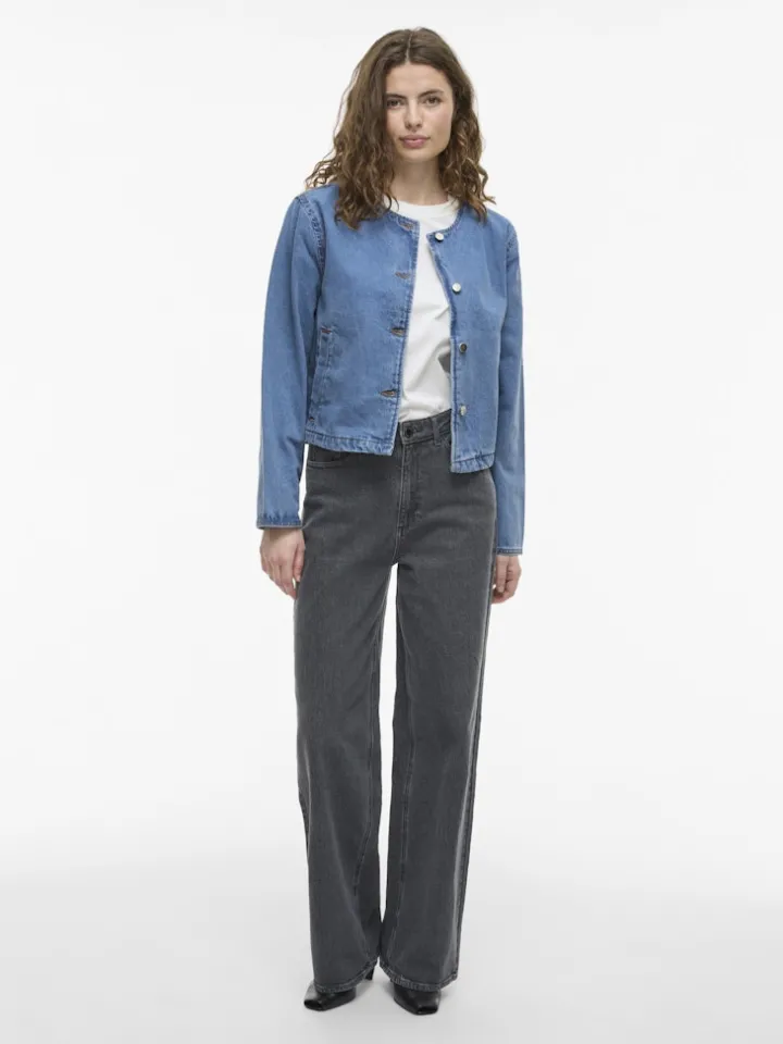 viola_oneck_denim_jacket__2.webp Vila Bombers | Jackets<Viola O-Neck Denim Jacket (Light Blue)