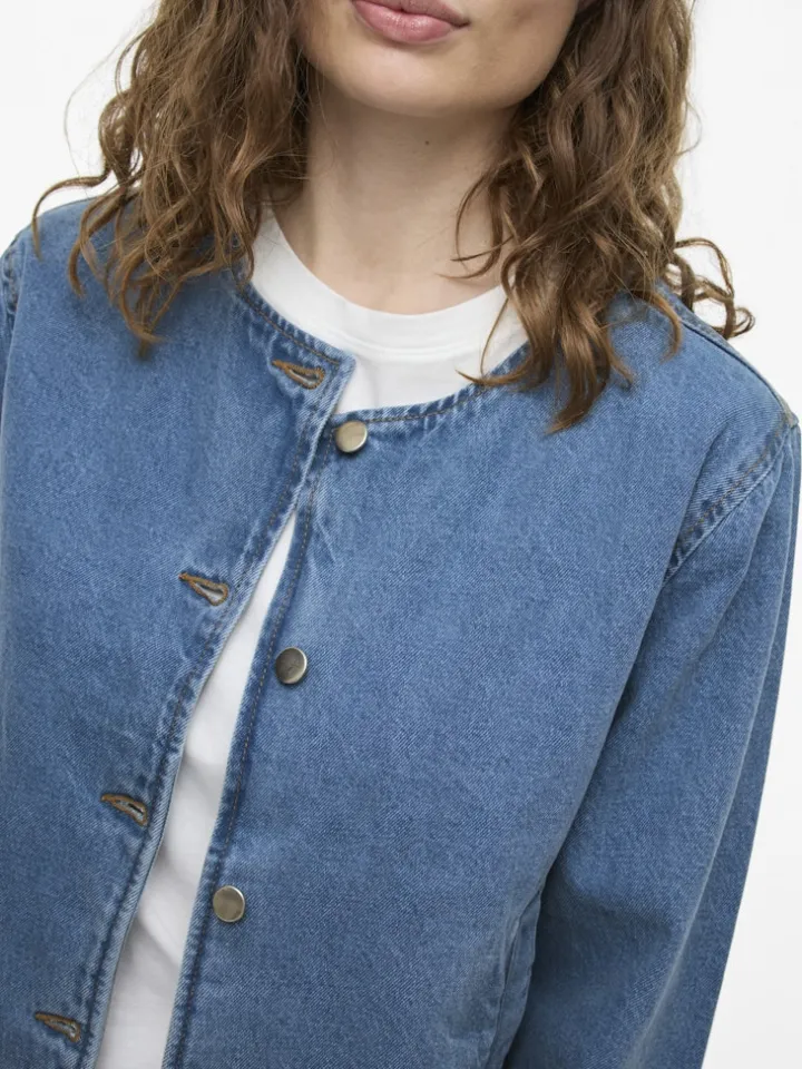 viola_oneck_denim_jacket__4.webp Vila Bombers | Jackets<Viola O-Neck Denim Jacket (Light Blue)