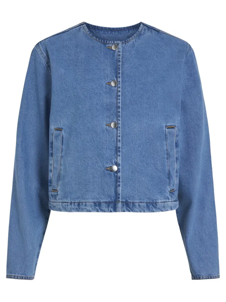 viola_oneck_denim_jacket__5.webp Vila Bombers | Jackets<Viola O-Neck Denim Jacket (Light Blue)