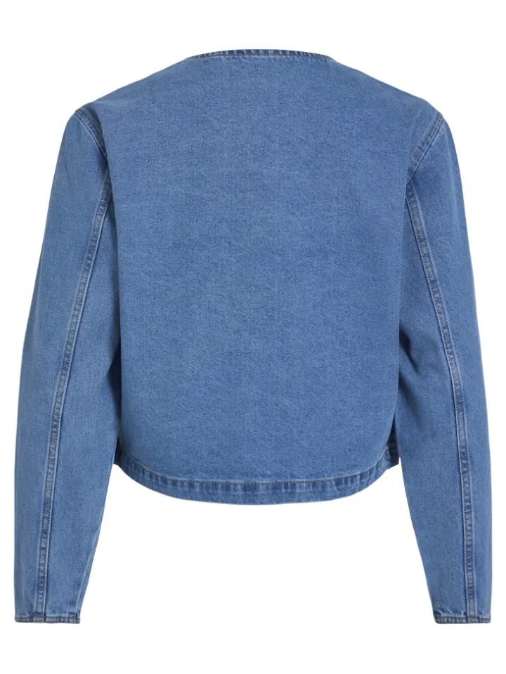 viola_oneck_denim_jacket__6.webp Vila Bombers | Jackets<Viola O-Neck Denim Jacket (Light Blue)