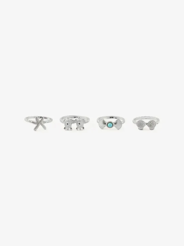 Pieces Jewellery<Vurtle 4 Pack Rings (Silver)