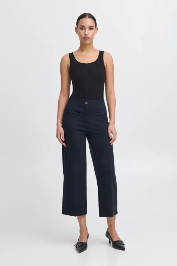 Ichi Pants<Yvonne Cropped Pants (Total Eclipse)